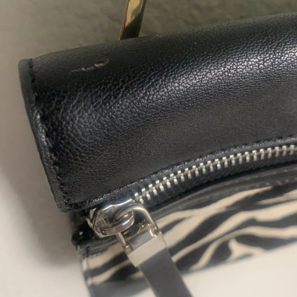 NINE WEST ZEBRA SHOULDER BAG/ CLUTCH leather and faux fur